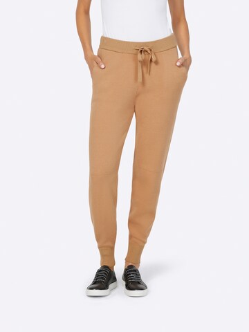 heine Tapered Broek in Bruin: voorkant