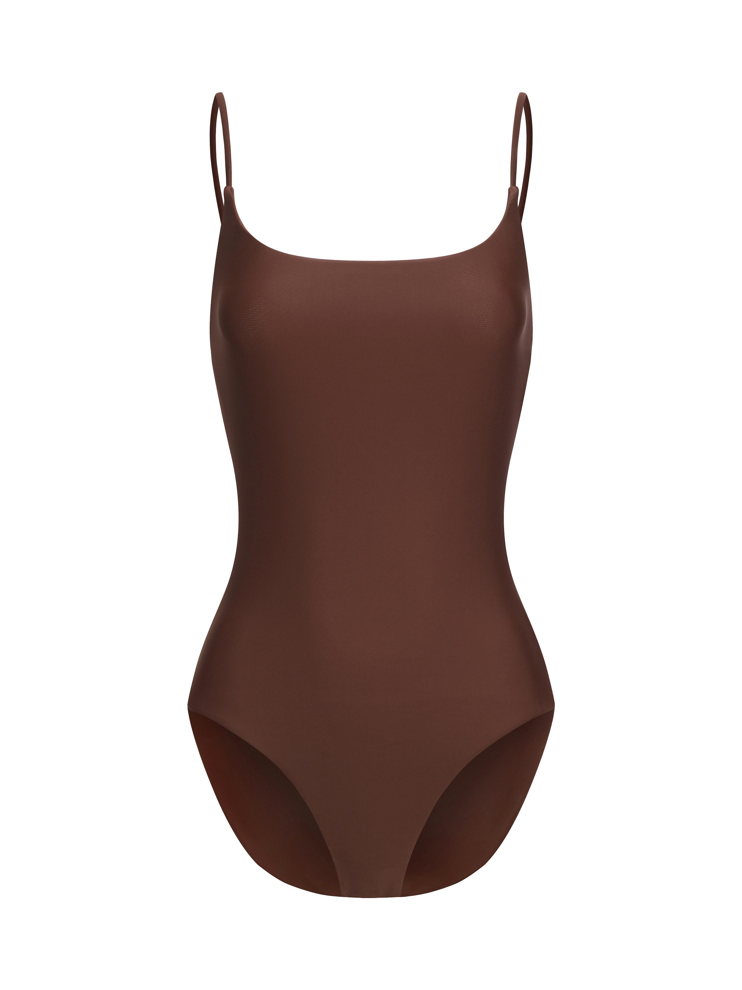 cfab (formerly creamy fabrics) Swimsuit 'Square Neck Soft Sculpt Swimsuit' in Brown: front