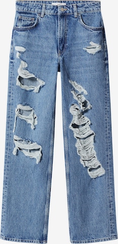 Wide leg Jeans 'Brokens' de la MANGO pe albastru: față