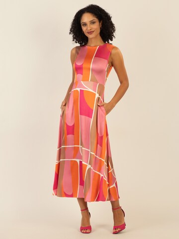 mint & mia Langes bedrucktes Viskose satin Kleid in Mischfarben: Vorderseite