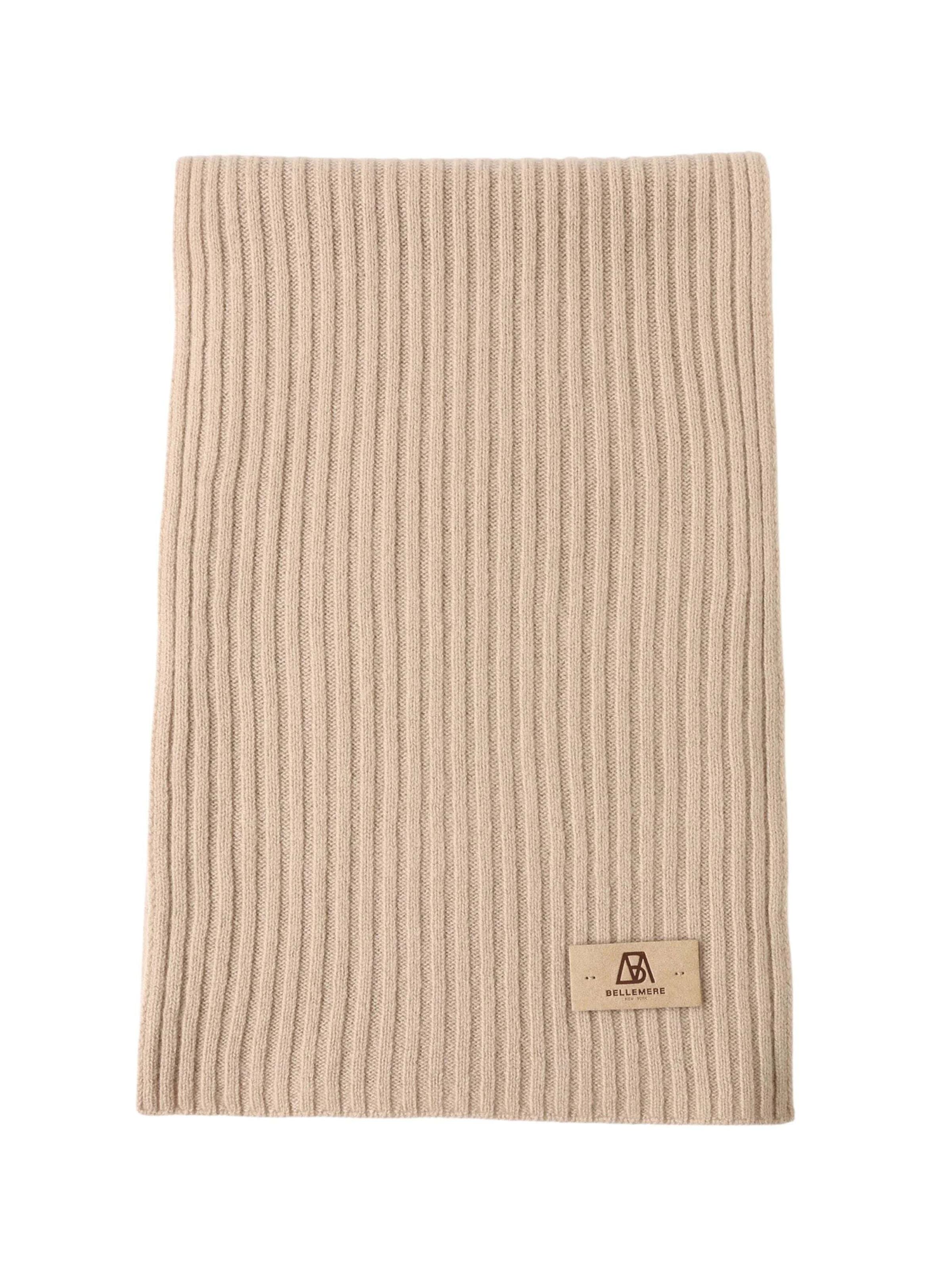 BELLEMERE NEW YORK Scarf 'Flach gerippter Strickschal aus Merinowolle' in Beige: front