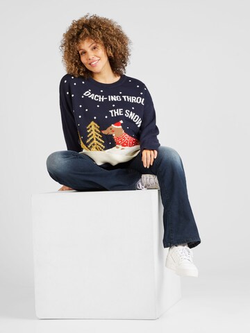 ONLY Carmakoma Pullover 'XMAS DACHING' in Blau