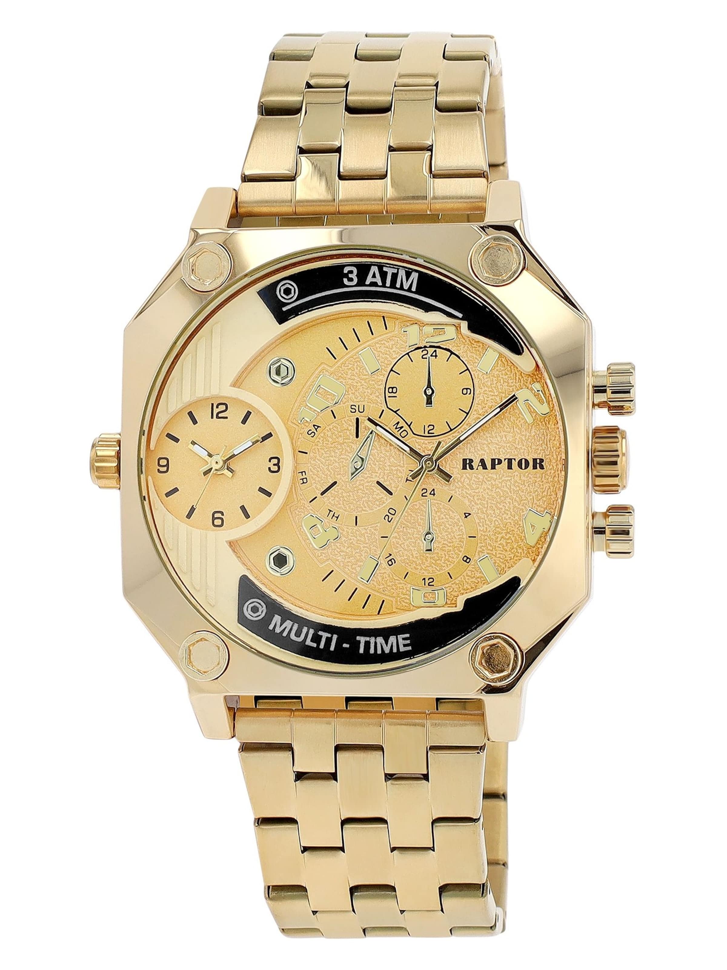 Raptor Analog Watch 'Magnus, Mineralglas' in Gold