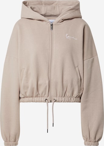 Karl Kani Zip-Up Hoodie in Beige: front