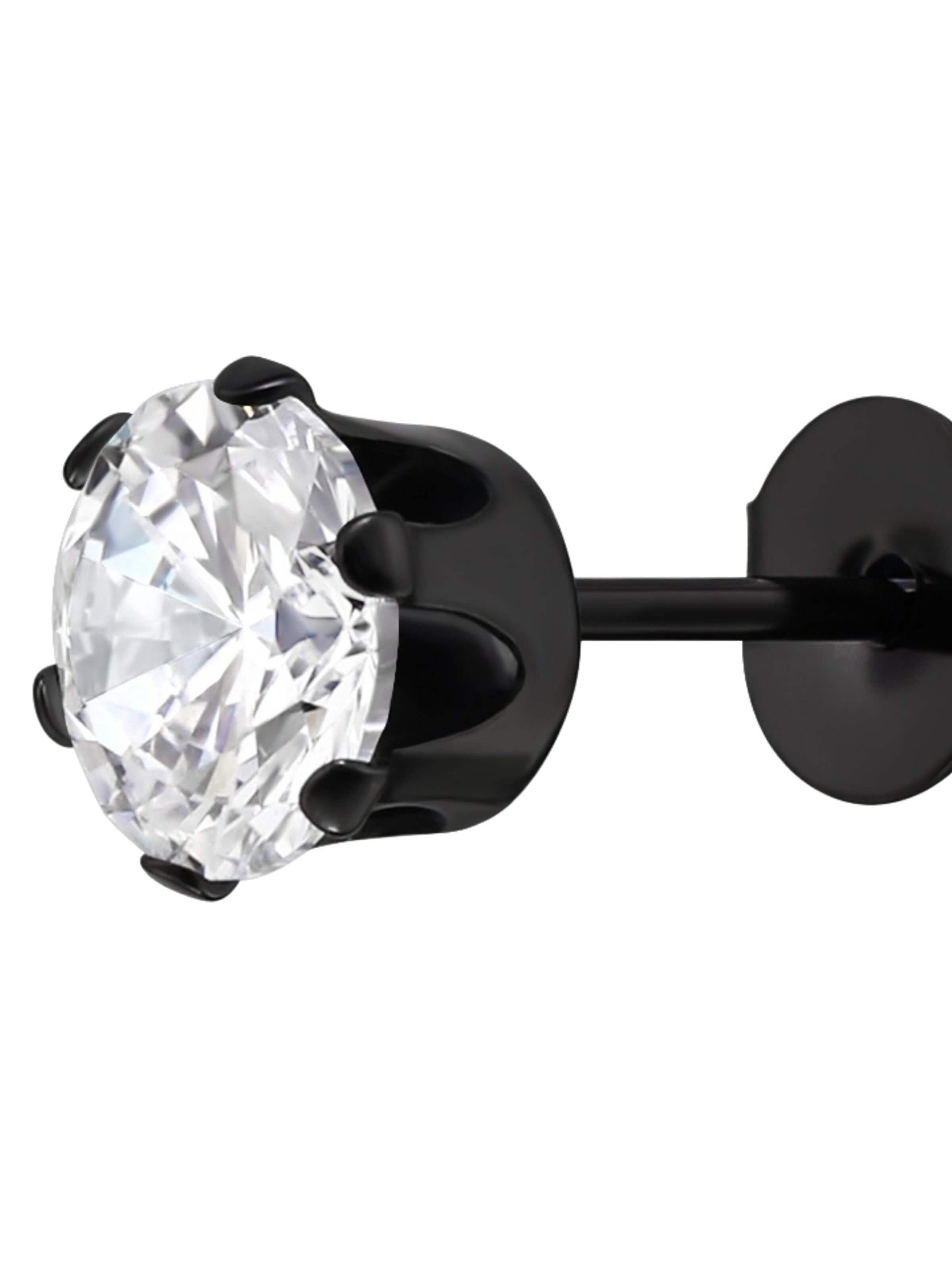 Boucles d'oreilles 'Runde 6 mm Ohrstecker aus Edelstahl mit Zirkonia' Maxte en blanc