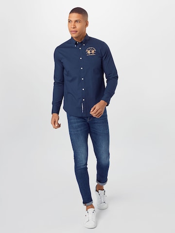 La Martina Slim fit Overhemd in Blauw