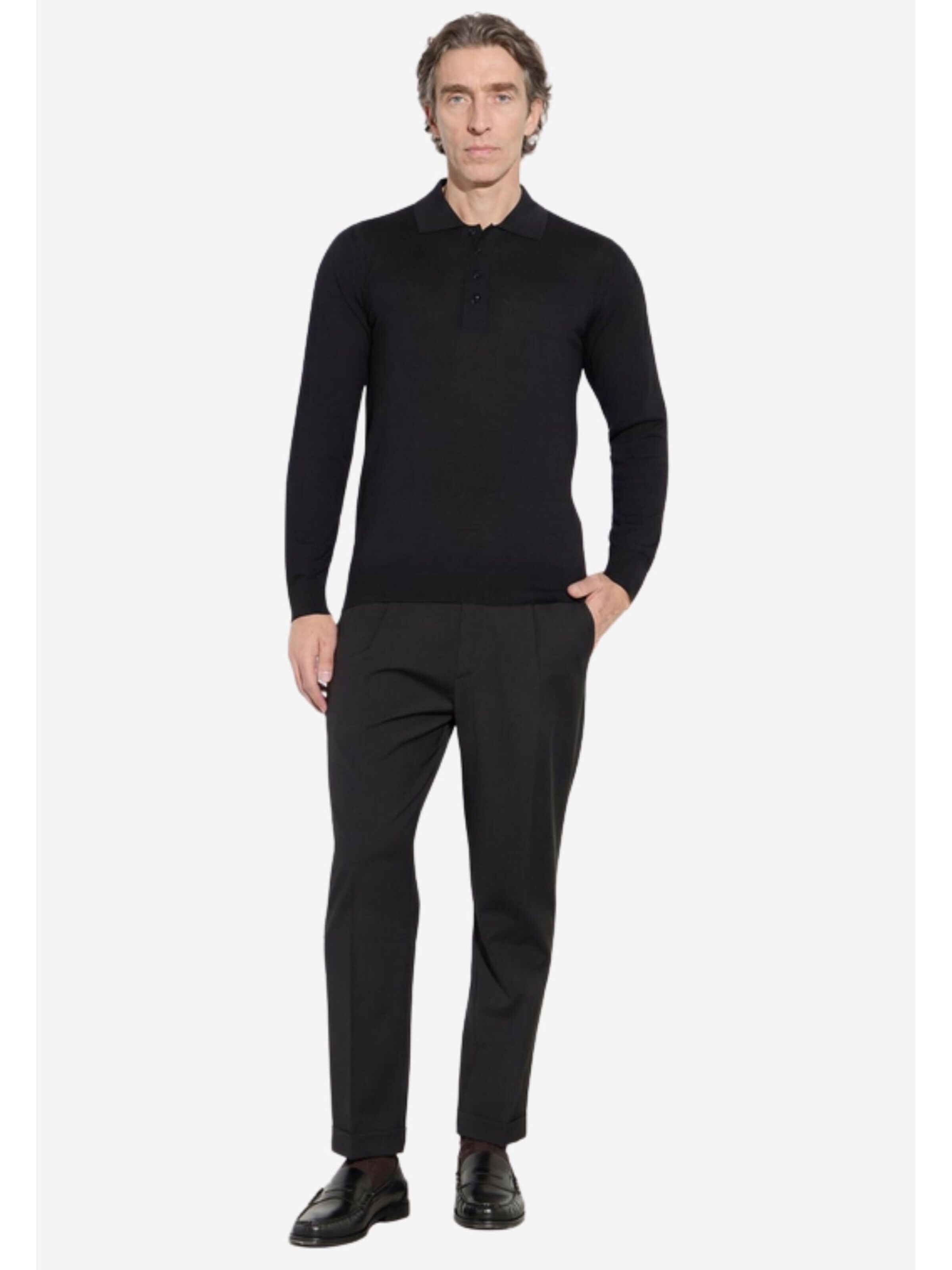 Paolo Pecora Milano T-shirt 'Men's Polo Shirt in Extrafine Merino Wool' i svart