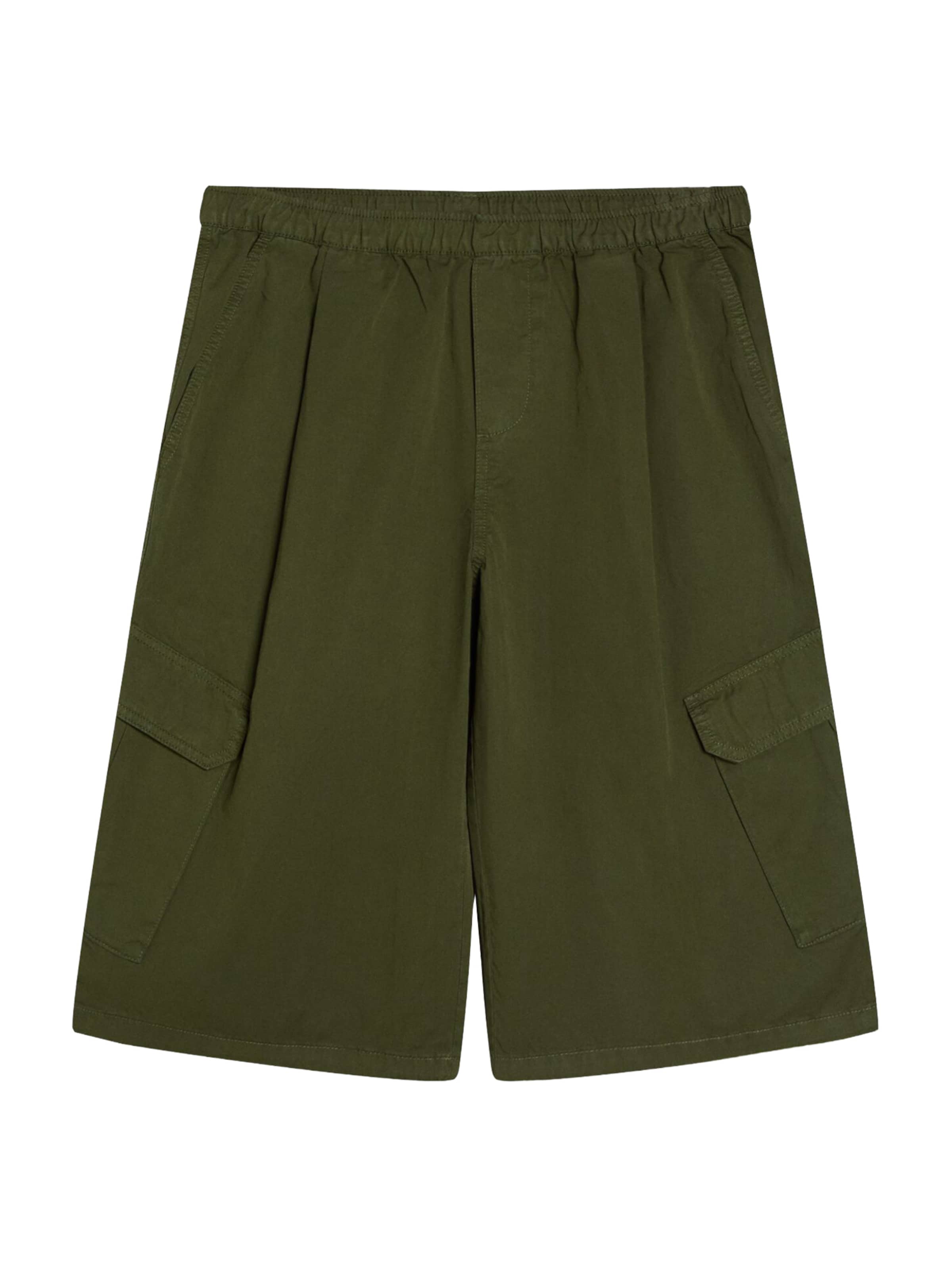 Loosefit Pantalon cargo Bershka en vert : devant