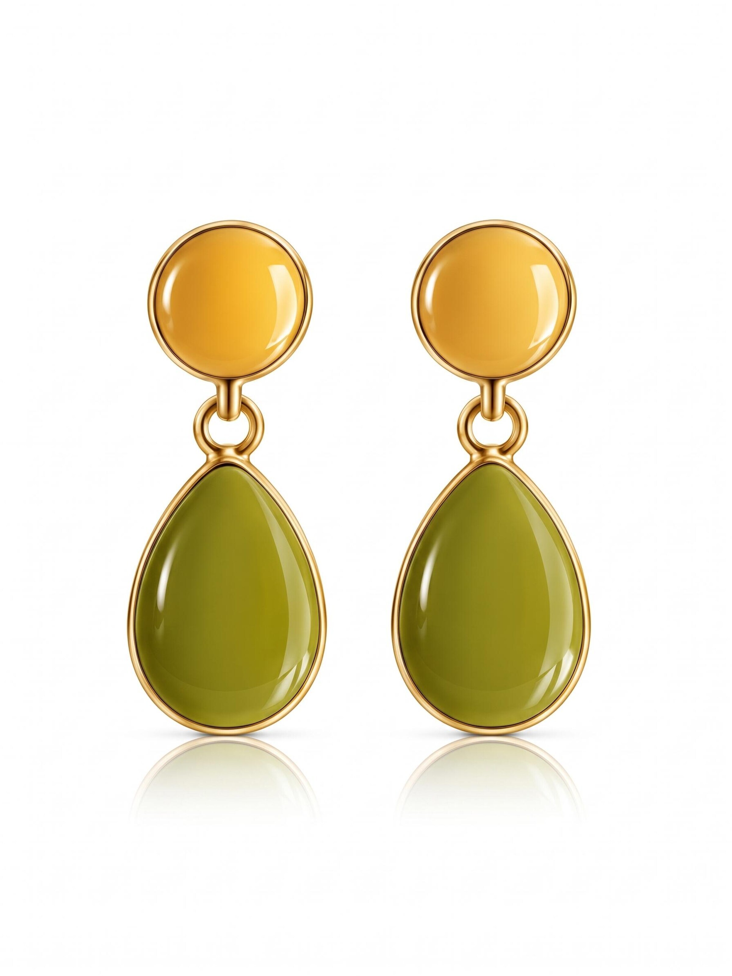 Kamakula Earrings 'Enamel Teardrop' in Yellow: front