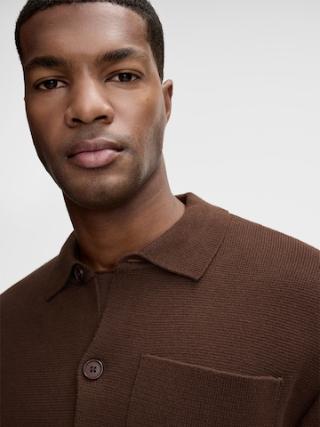 STRELLSON Knit cardigan 'Aiden' in Brown