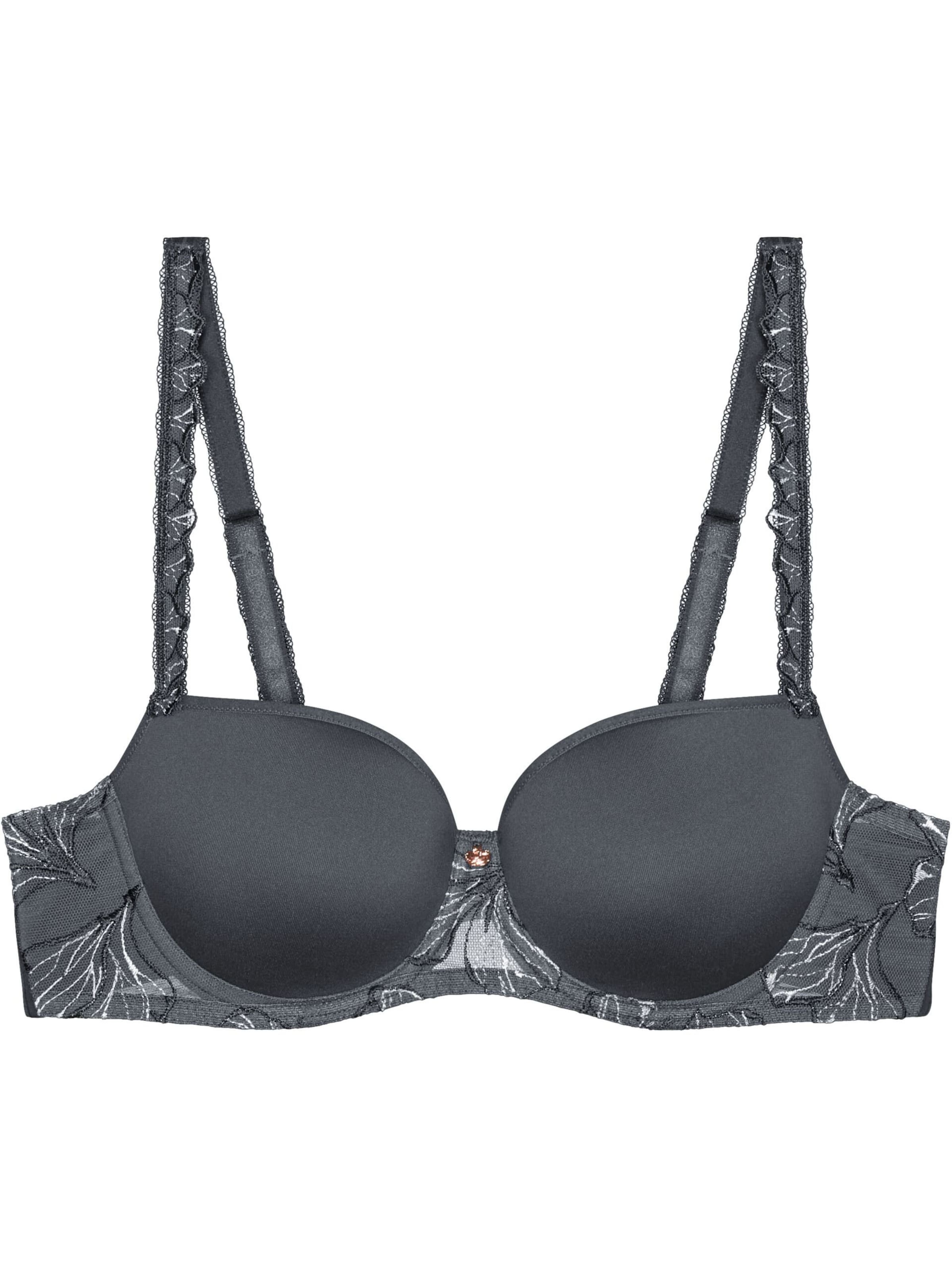 TRIUMPH Bra ' Wild Iris Florale ' in Grey: front