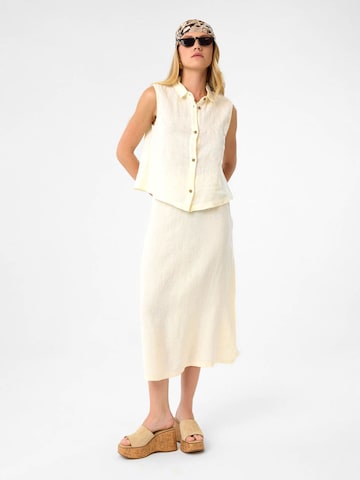 DIMI Blouse 'Kurze Damen Leinen Top' in Beige