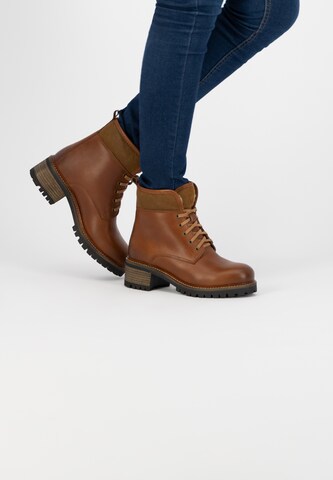 Mysa Lace-Up Ankle Boots 'Daphne ' in Brown: front