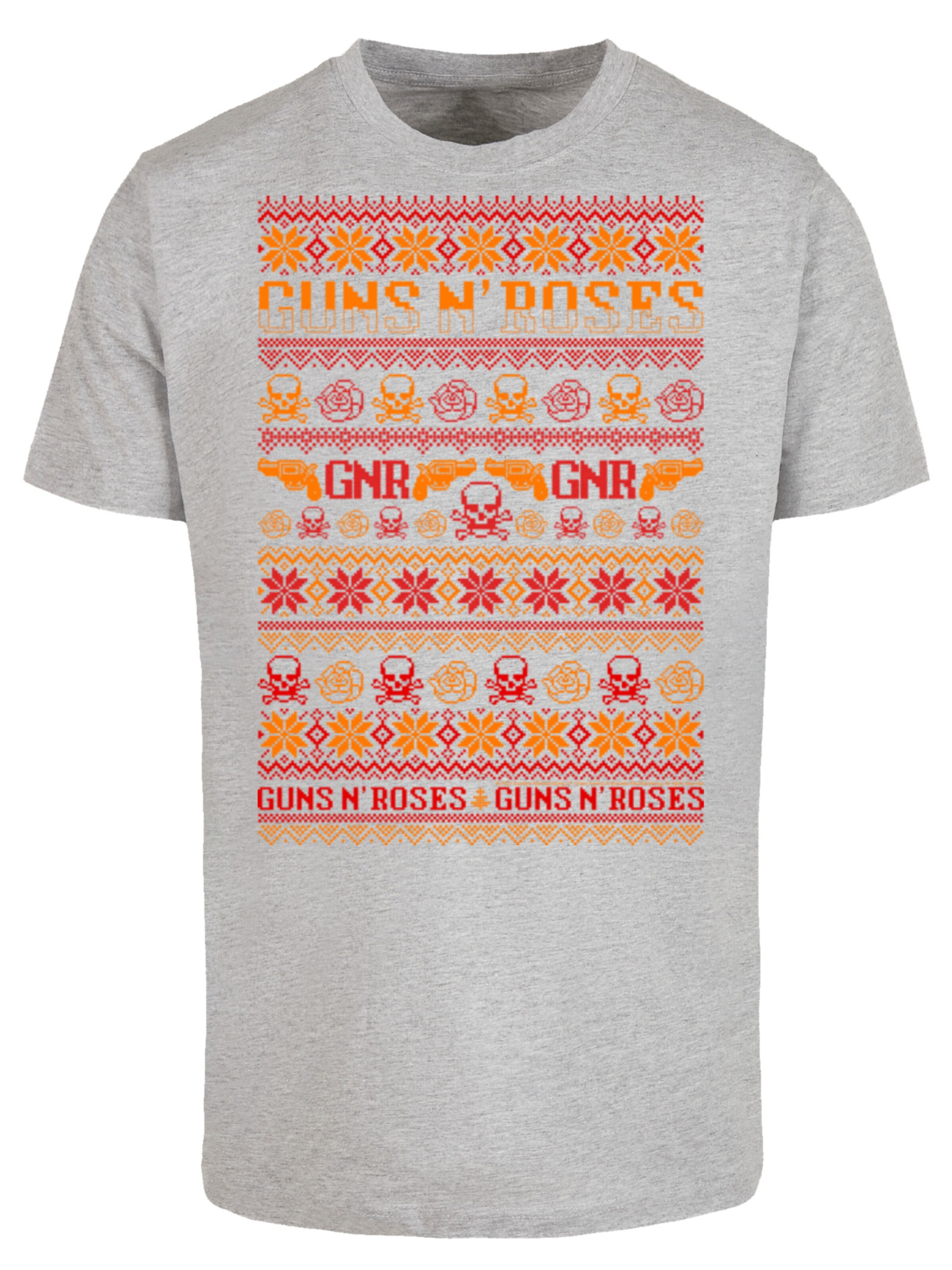 F4NT4STIC Shirt 'Guns And Roses Christmas' in Grey: front