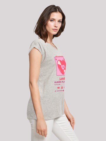 F4NT4STIC T-Shirt 'Love Oldies Playlist Valentinstag' in Grau