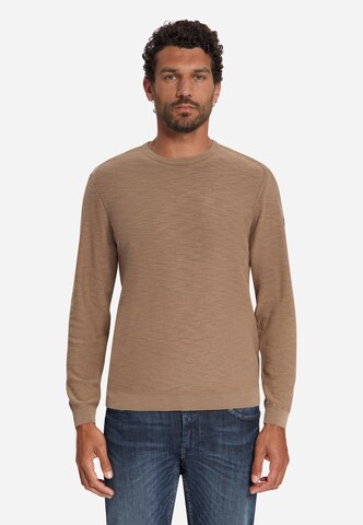 No Excess Sweater 'Slub' in Brown: front