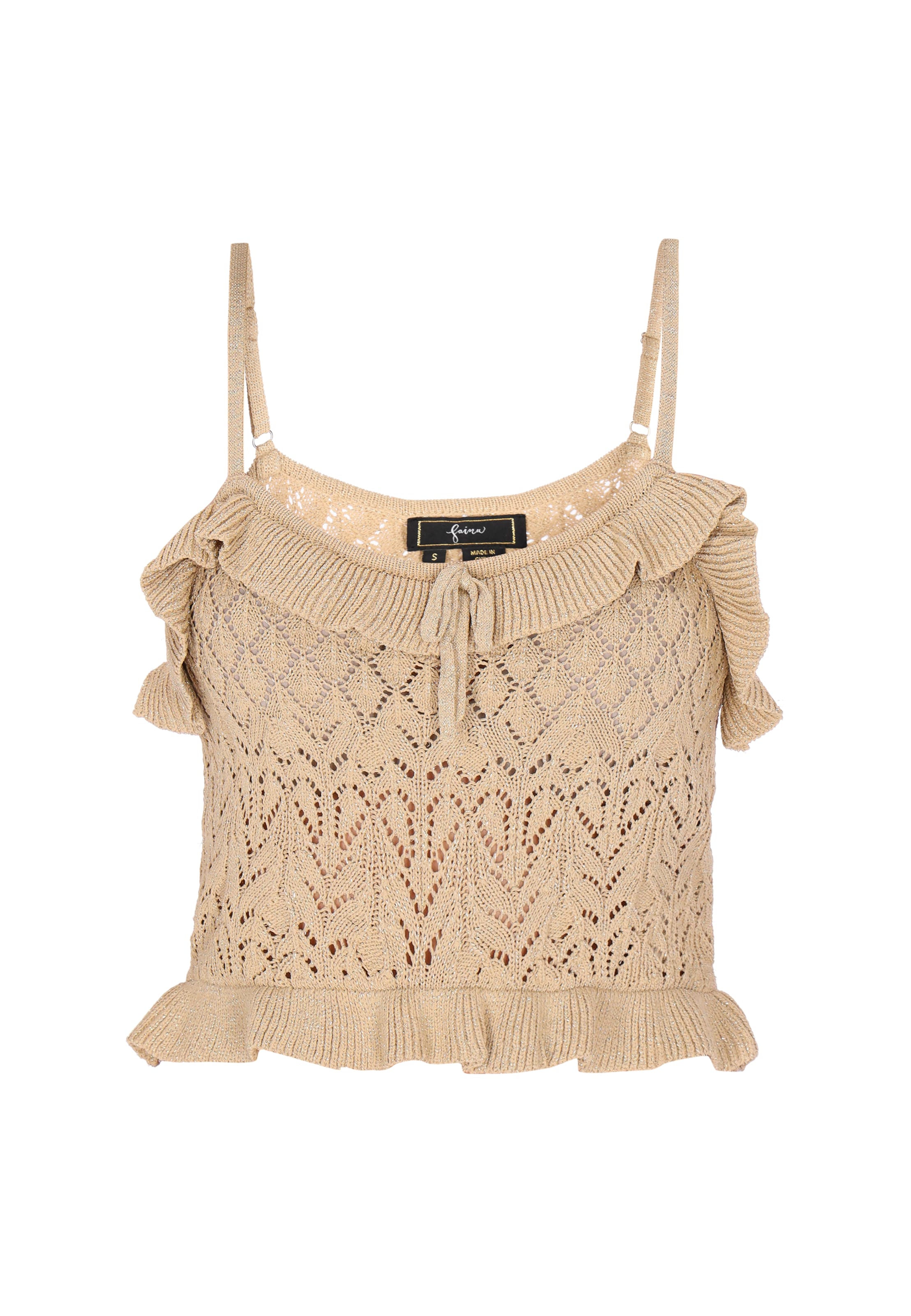 faina - Top de punto 'Festive' en beige: frente