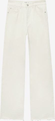 Pull&Bear Wide leg Jeans i beige: framsida