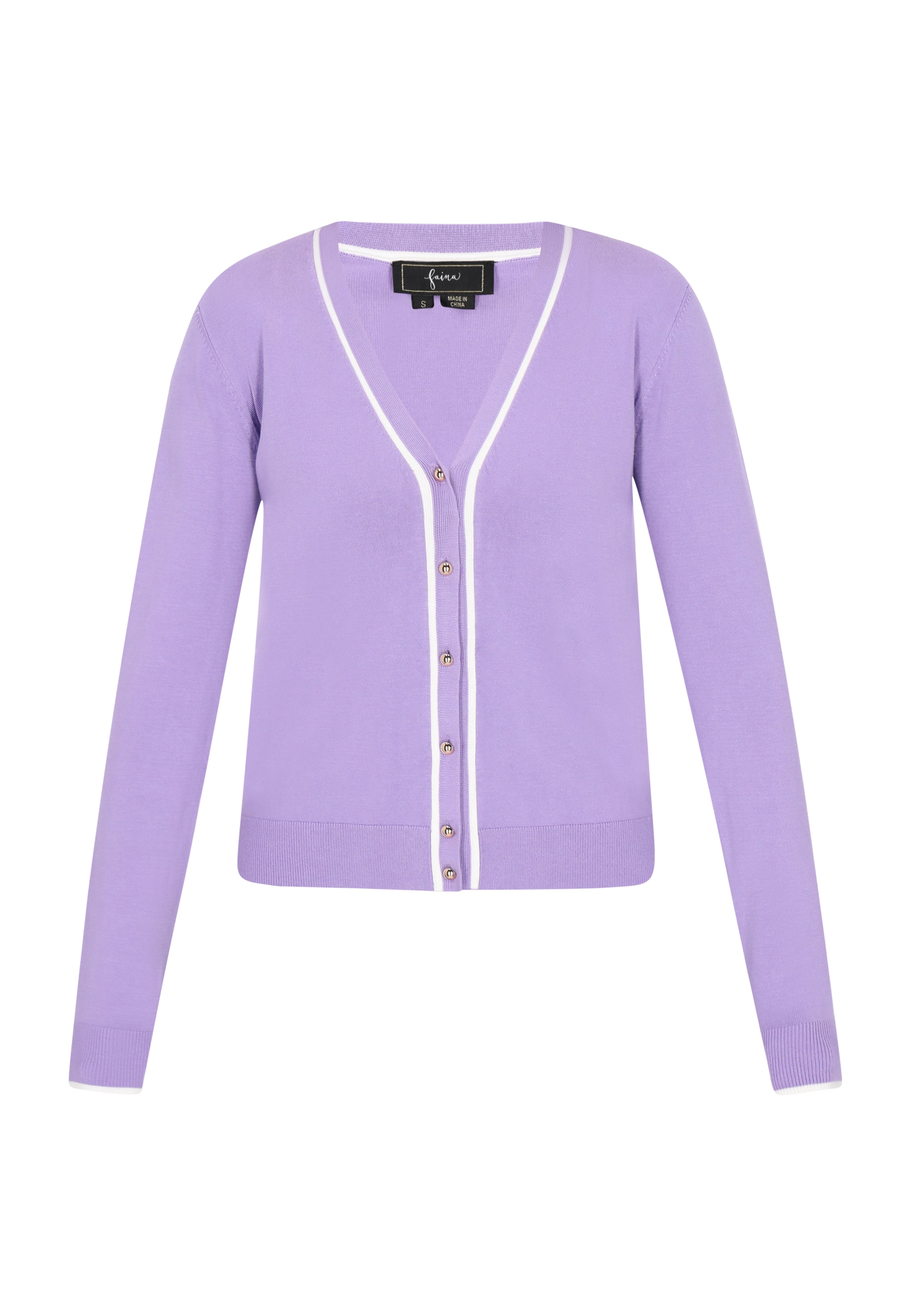 Geacă tricotată de la faina pe mov: față