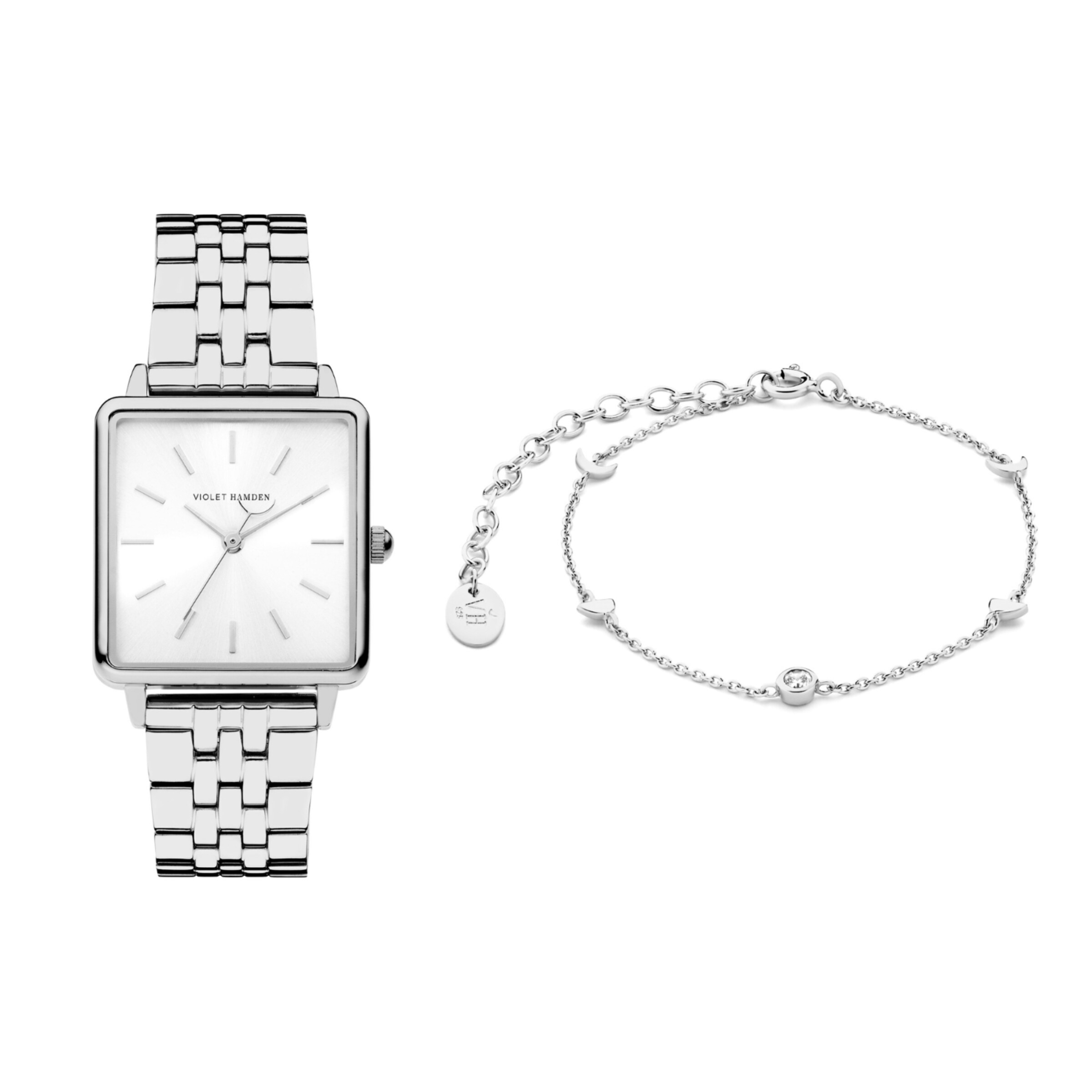 Montre à affichage analogique Violet Hamden en argent : devant