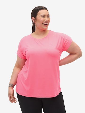 Active by Zizzi T-shirt 'Abasic' in Pink: predná strana