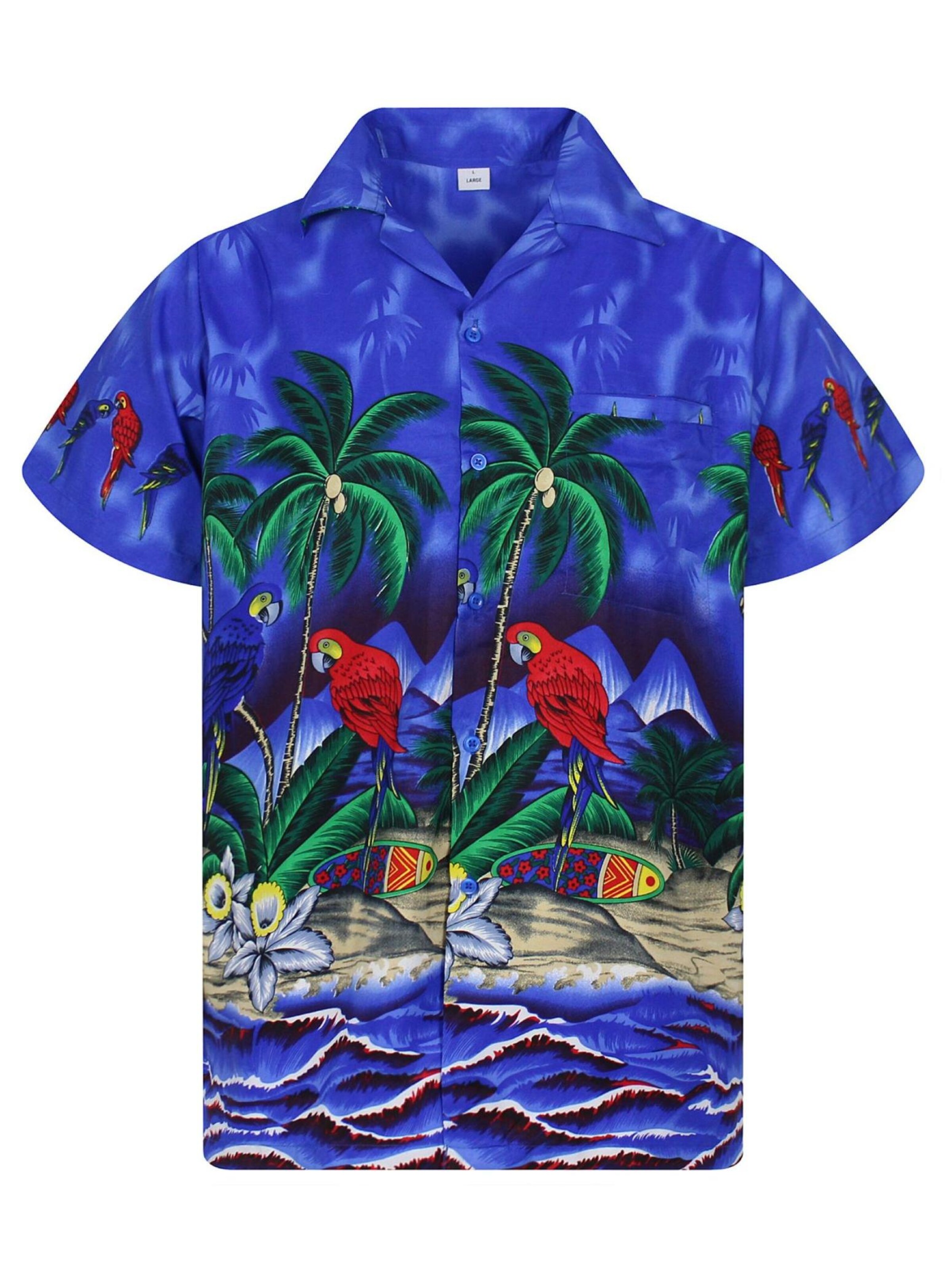 King Kameha Shirt 'Parrot'‌‌‌‌‌‌ in Blau: Vorderseite