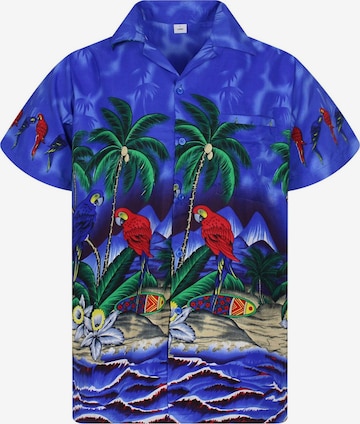 King Kameha Shirt 'Parrot' in Blau: Vorderseite