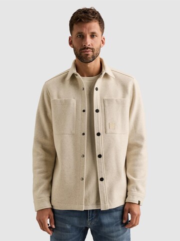 PME Legend Regular fit Overhemd 'Overshirt with wool look and chest pockets' in Beige: voorkant