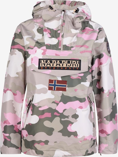 NAPAPIJRI Übergangsjacke 'Rainforest' in khaki / pinkmeliert / schwarz / weiß, Produktansicht
