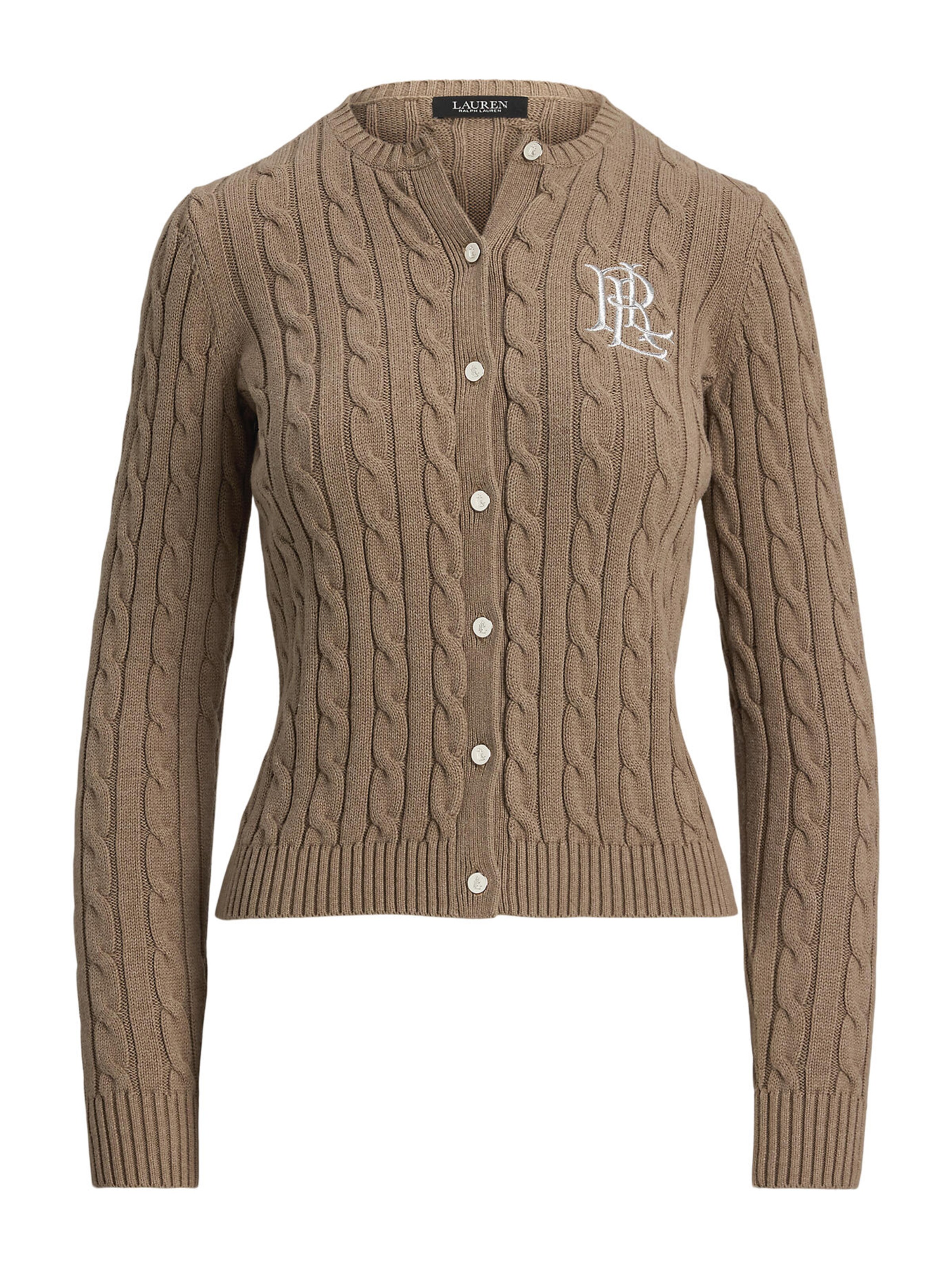 Lauren Ralph Lauren Πλεκτή ζακέτα σε μπεζ: μπροστά