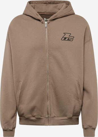 Low Lights Studios Zip-Up Hoodie in Grey: front