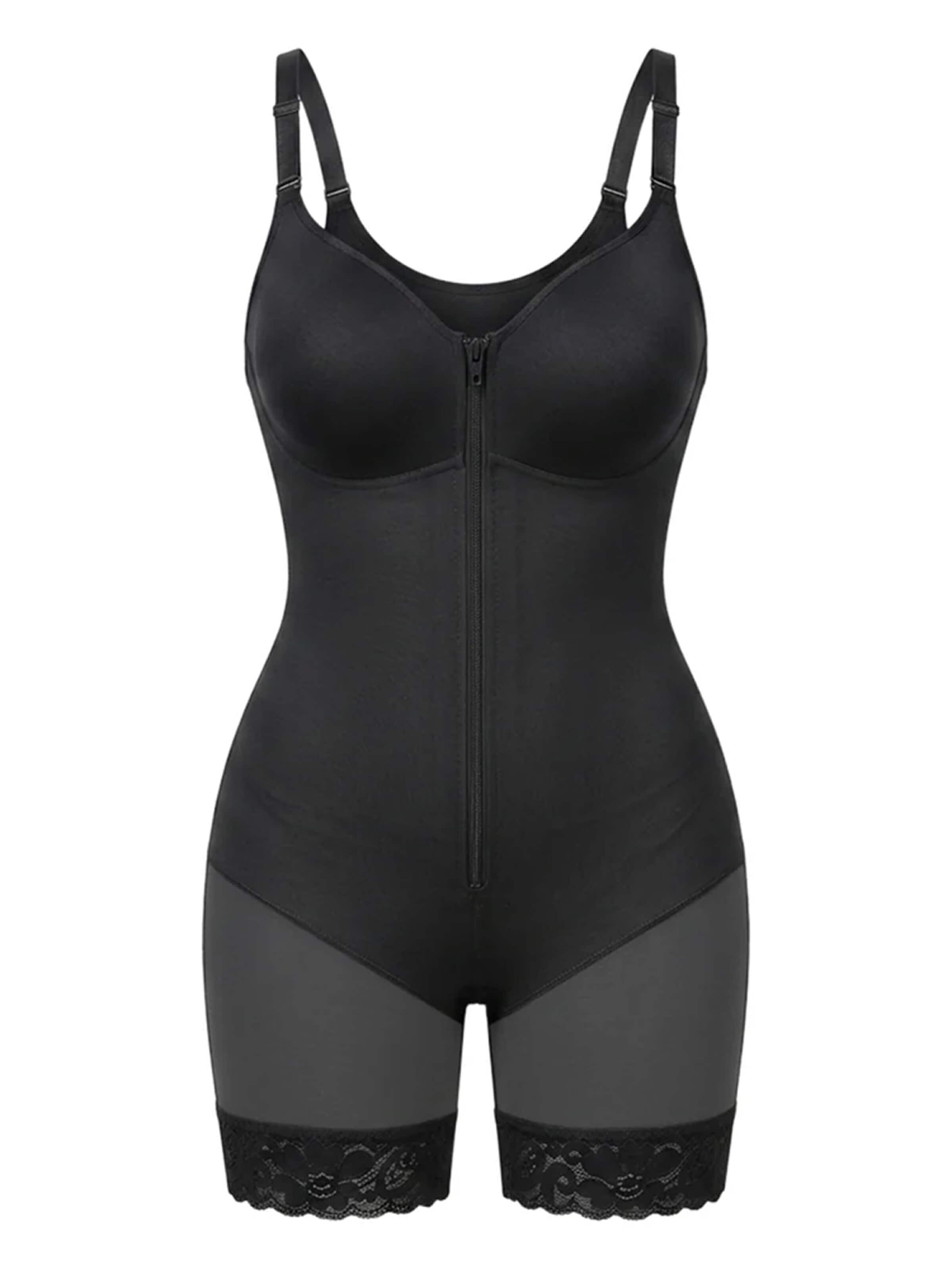 Shapetape Shapingbody 'Corrigerende Bodysuit met Rits en Pijpjes' in Zwart