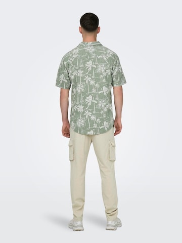 Only & Sons Regular fit Button Up Shirt 'Caiden' in Green