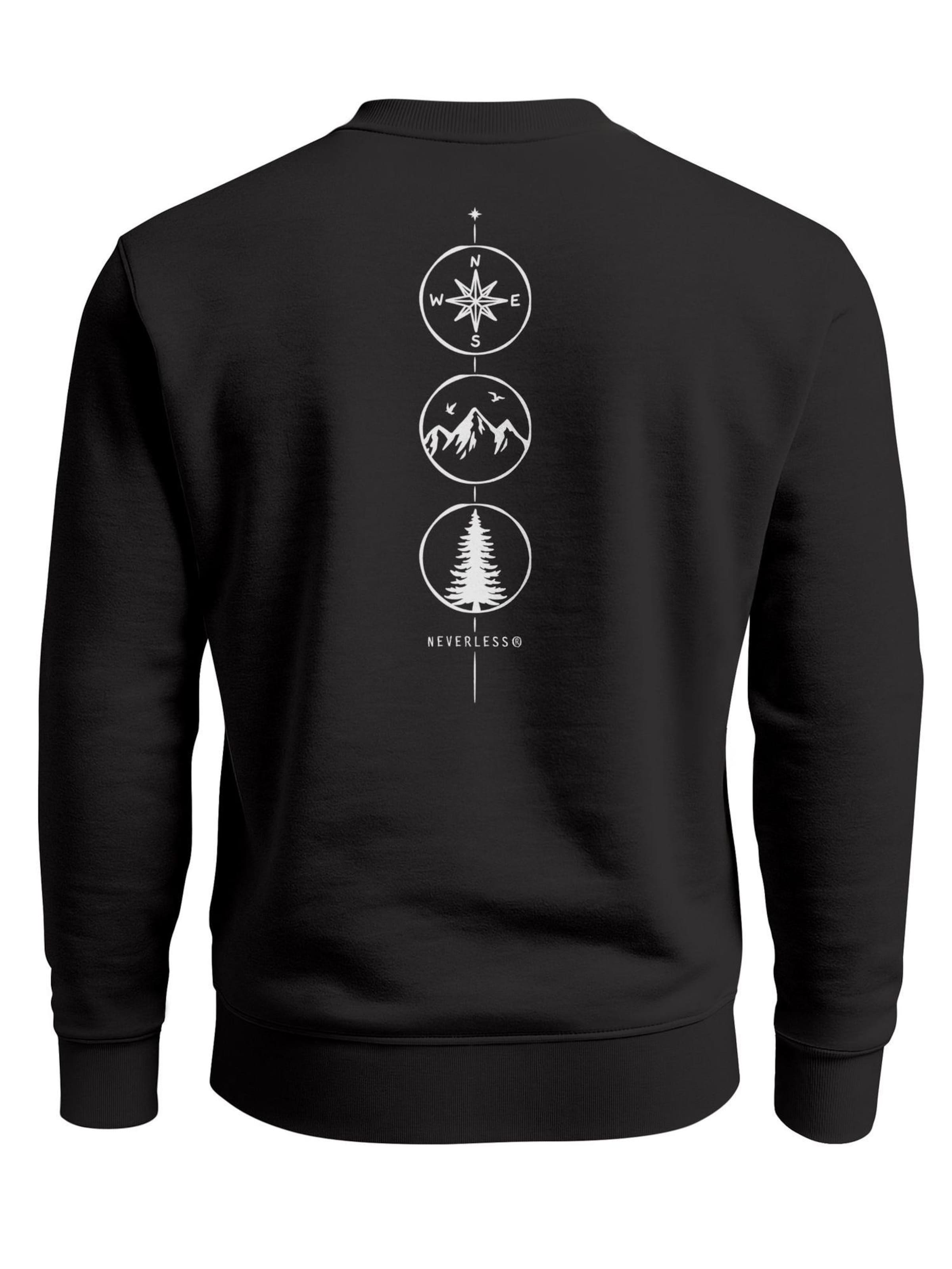 Neverless Sweatshirt 'Kompass Outdoor' in Black