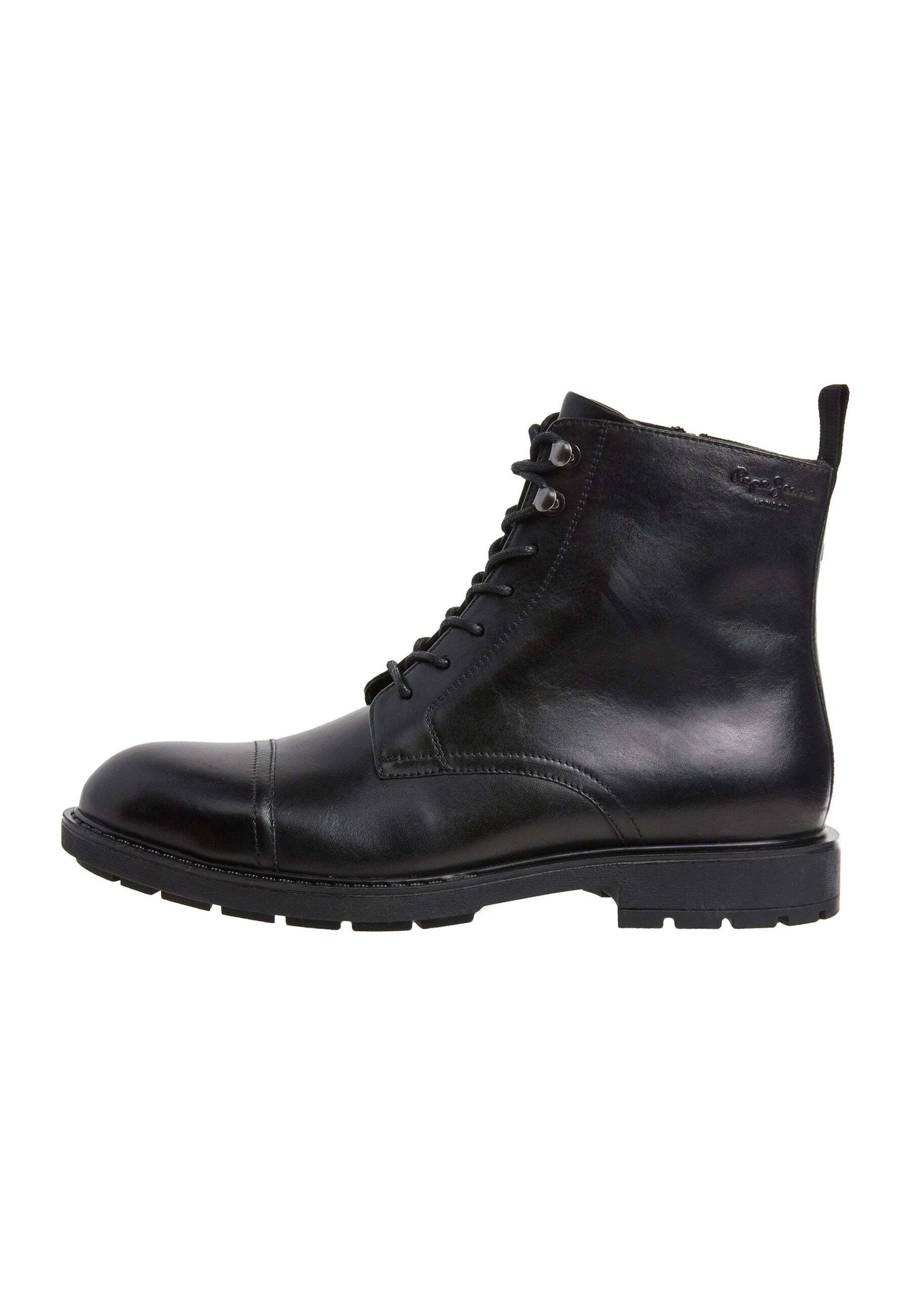 Pepe Jeans - Botas con cordones 'Hunters North' en negro: frente