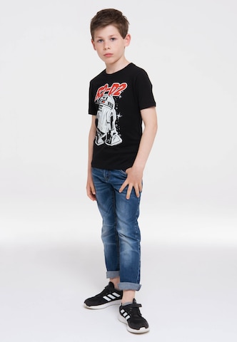 LOGOSHIRT Shirt 'Star Wars – R2-D2' in Zwart