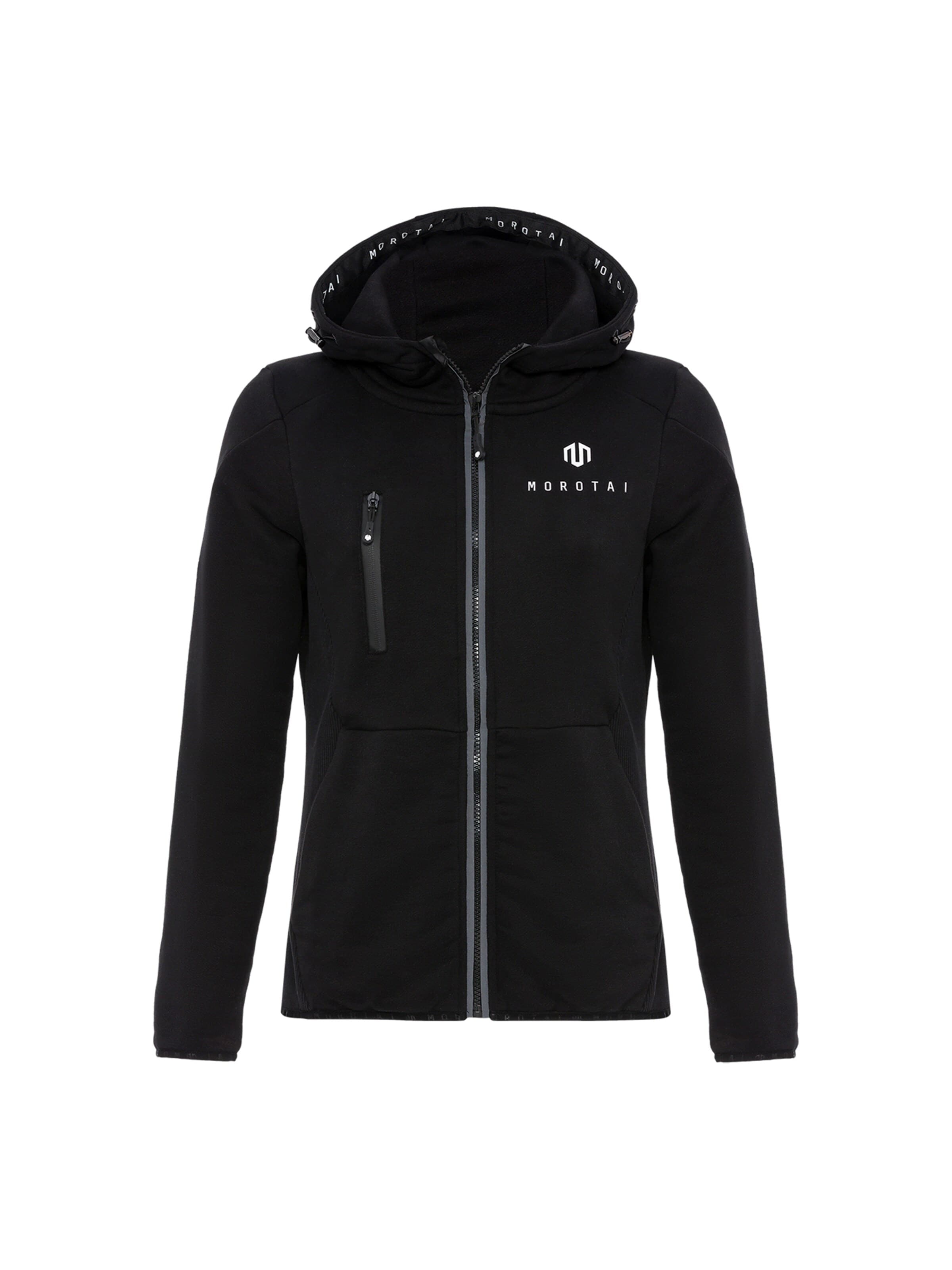MOROTAI - Sudadera con cremallera deportiva en negro: frente