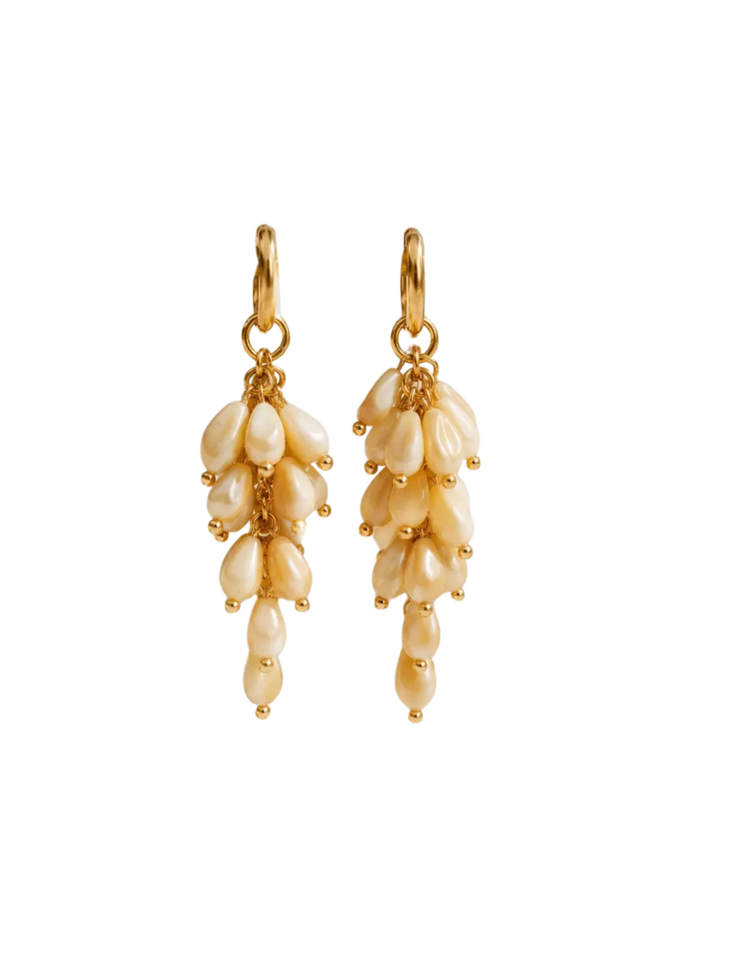 THE GEM STORIES JEWELRY Oorbellen 'Vanilla Cascade Earrings' in Beige: voorkant