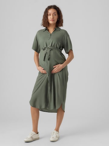 Vero Moda Maternity Košilové šaty 'BUMPY' – zelená