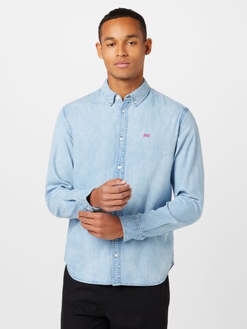 DENHAM Regular fit Button Up Shirt in Blue: front