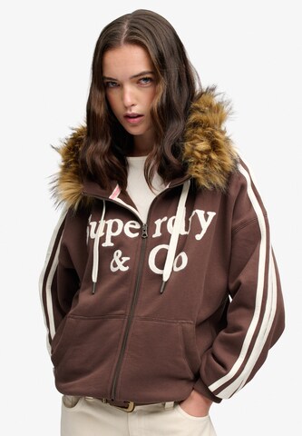 Superdry & Co Sweatvest in Bruin: voorkant