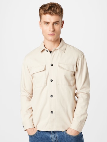 TOM TAILOR DENIM Regular fit Button Up Shirt in Beige: front