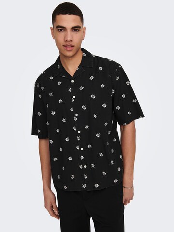 Only & Sons Comfort Fit Hemd 'Tie' in Schwarz