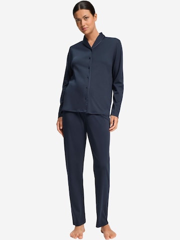 Hanro Pyjama 'Cotton Silk' in Blauw