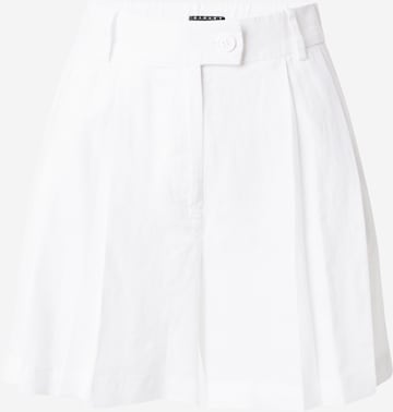 Sisley Wide leg Pleat-Front Pants in White: front