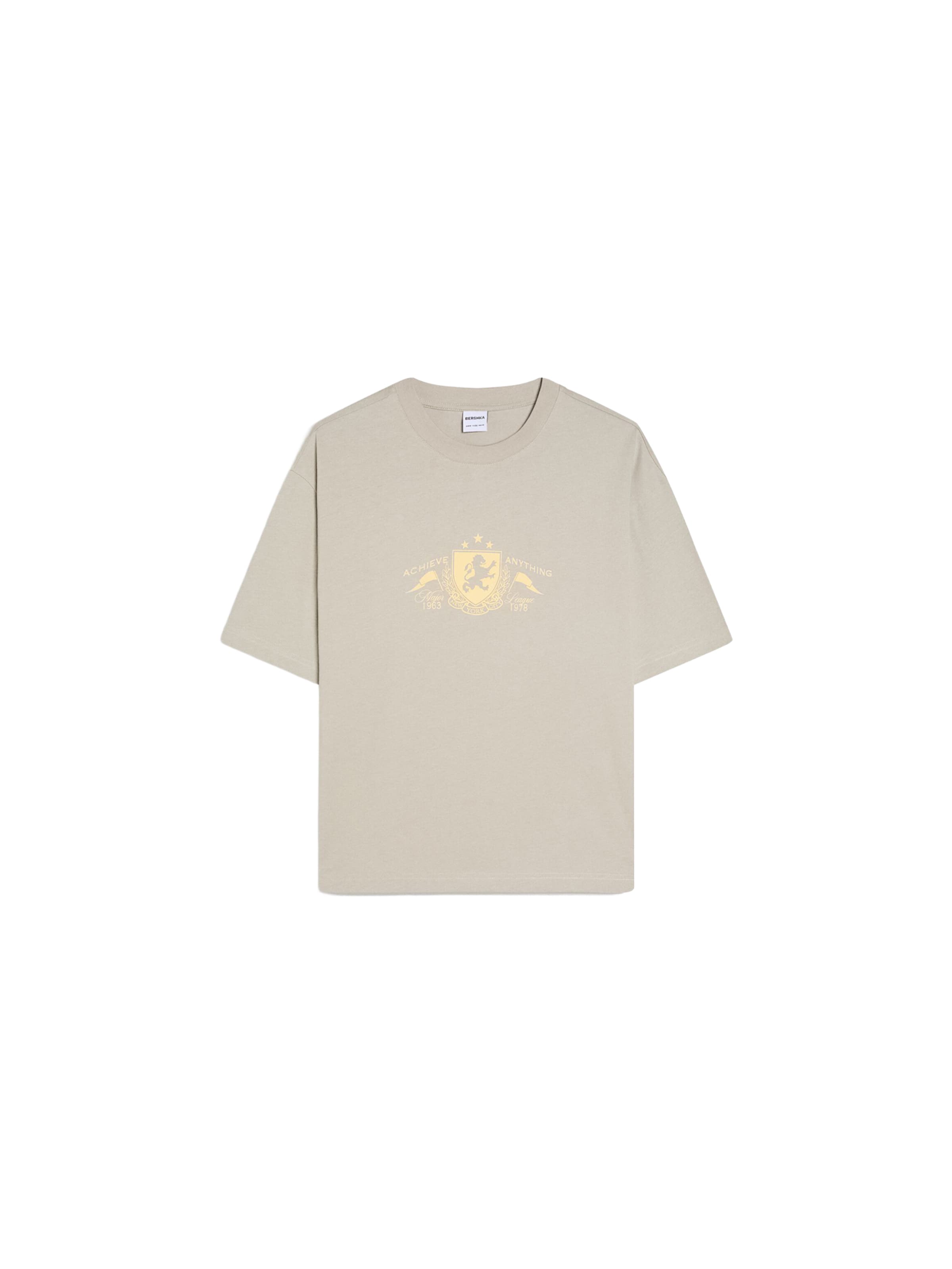 Bershka Majica 'HERALDIC' | siva barva: sprednja stran