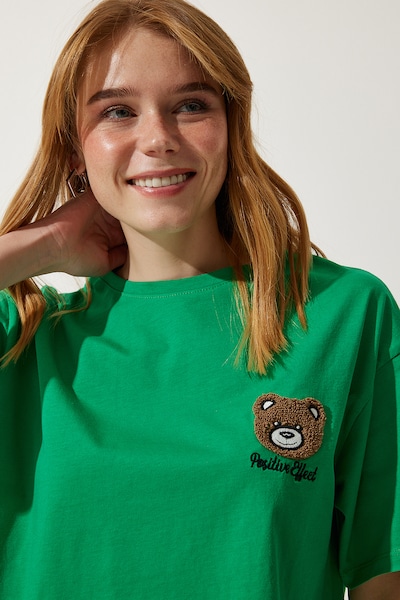 Happiness İstanbul T-Shirt in braun / grün, Produktansicht