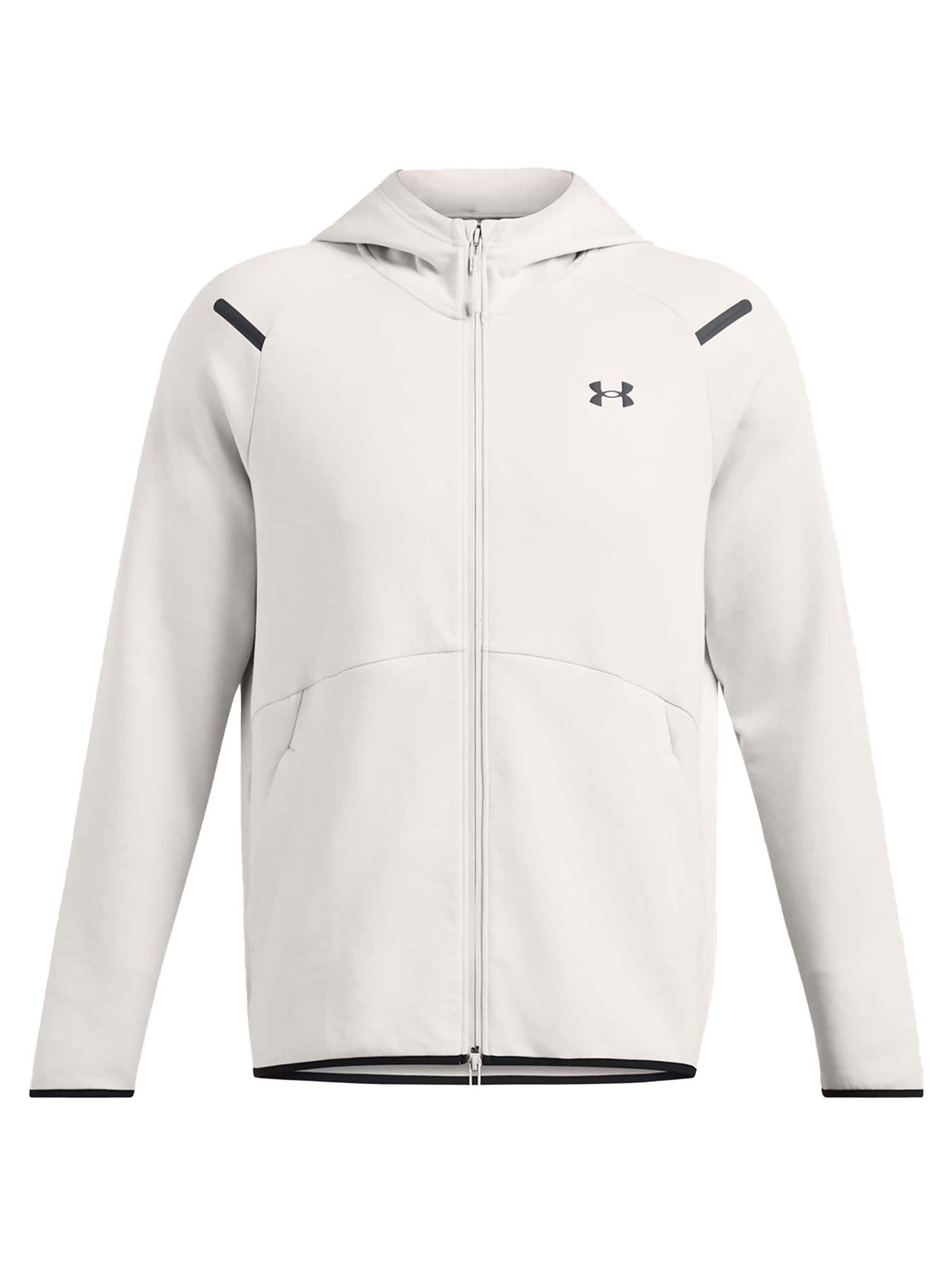 UNDER ARMOUR Sportsweatjacke 'Unstoppable Flc' in Weiß: Vorderseite