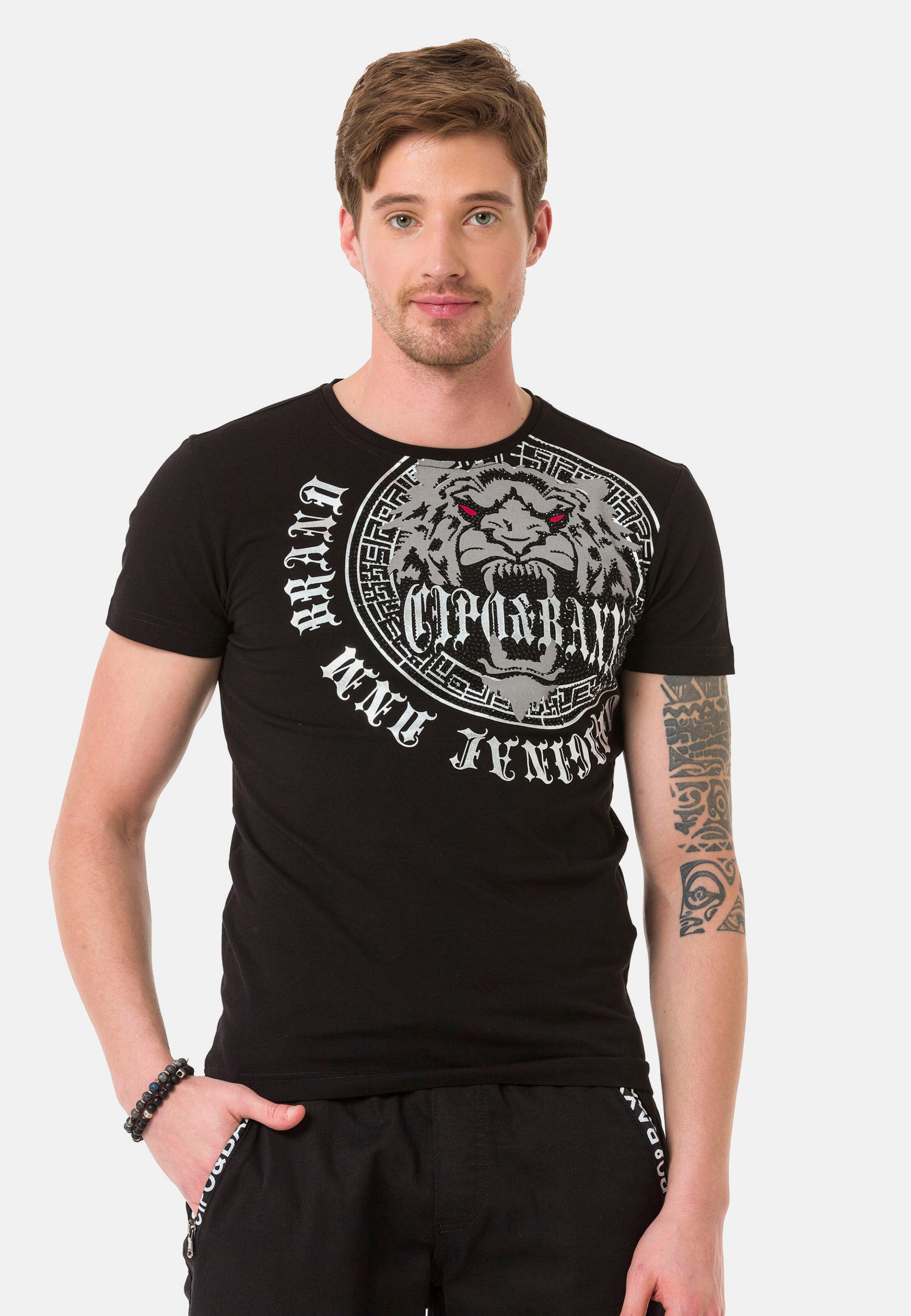 Männer Shirts CIPO & BAXX T-Shirt in Schwarz - SA35377 Männer Shirts CIPO & BAXX T-Shirt in Schwarz - SA35377