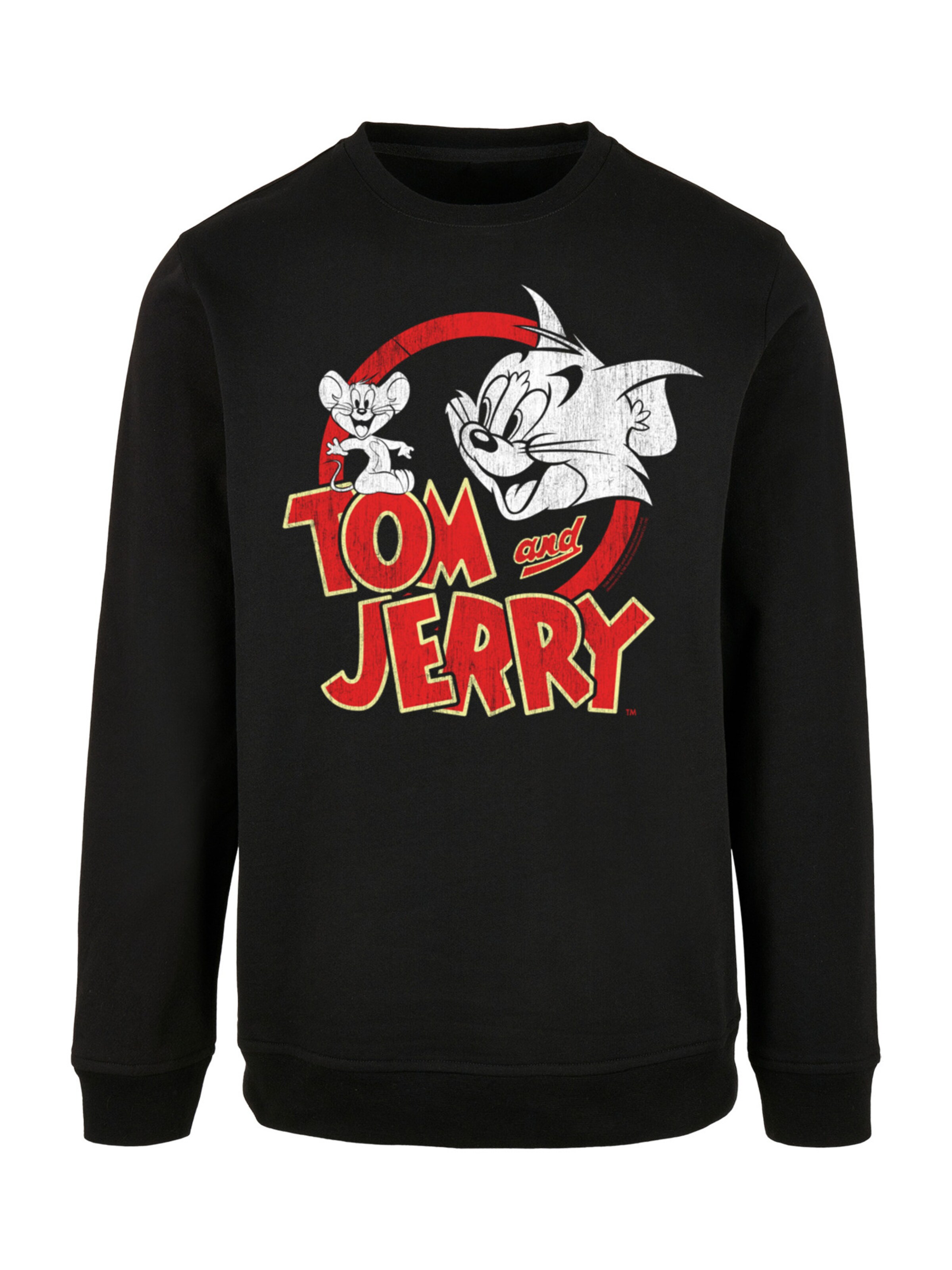 F4NT4STIC Sweatshirt 'Tom And Jerry Distressed' in Schwarz: Vorderseite